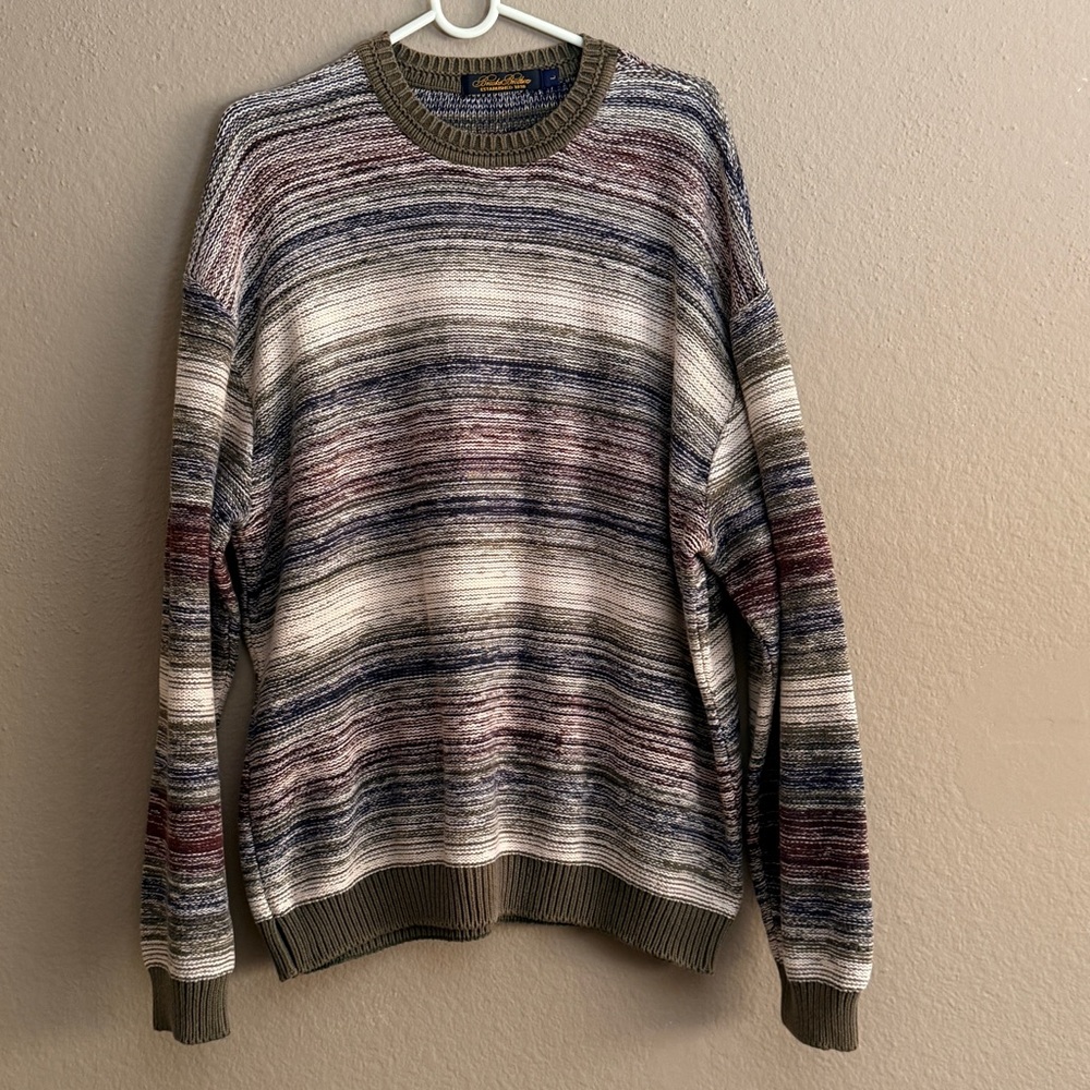 Brooks Brothers Men's Multi-color Striped sweater Sz L Cabincore Grandpacore
